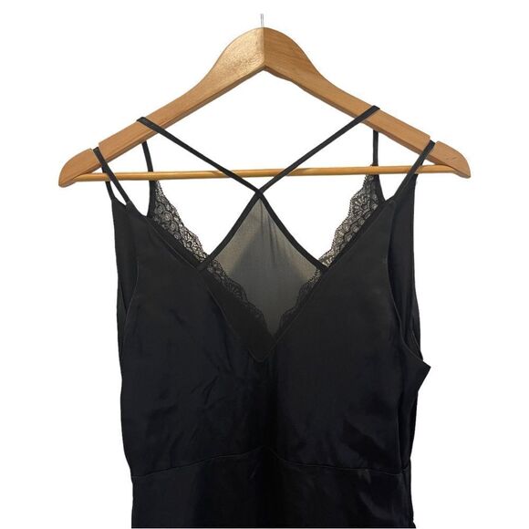 Zara Strappy Asymmetric Lace Trim Slip Dress - Picture 5 of 10